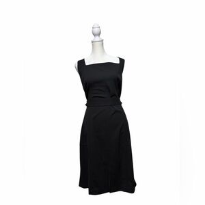 DKNY Black Square Neck Belted Sheath Dress with Pockets Size 16